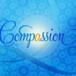 COMPASSION_1 word w turquoise patterned bkgrnd